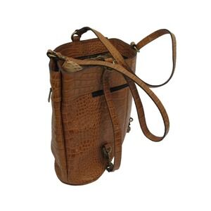 Patricia Nash Genuine Leather Crocodile Pattern Shoulder Bag With Multiple Pocke